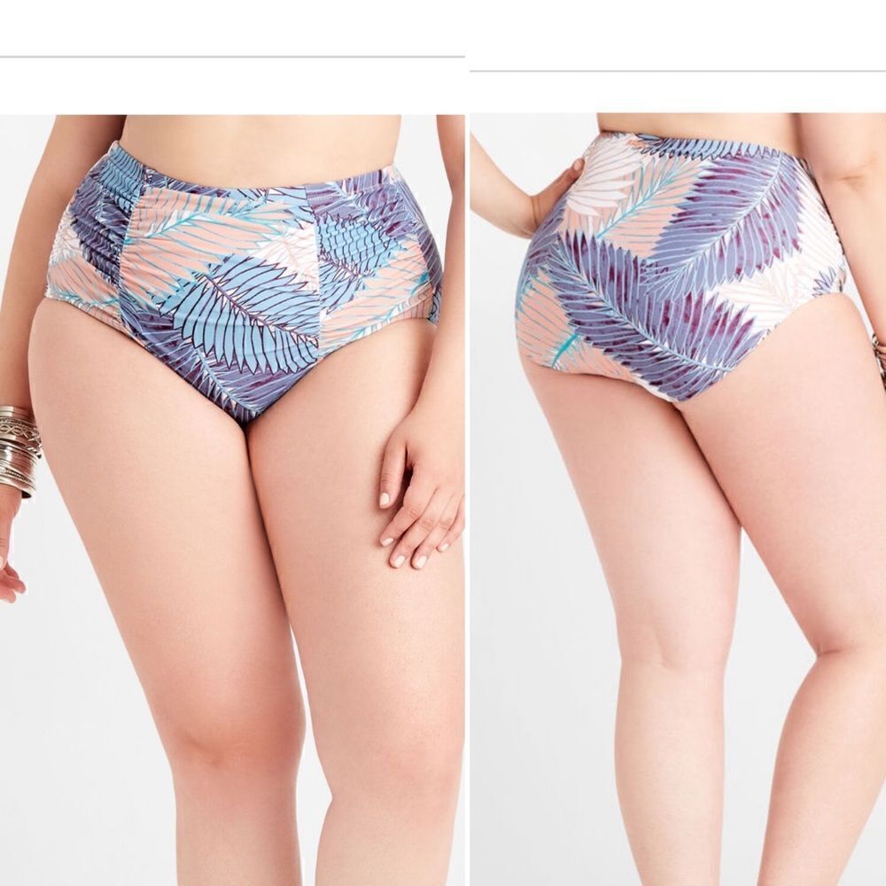 RAISINS CURVE Leaves Bikini Costa High Waisted Swimsuit Bikini Bottom-22W NWT